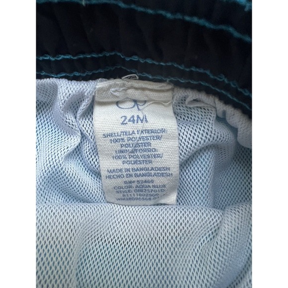 OP Baby Boys 24M Swim Trunks Blue White Striped Mesh Lined Elastic Waist - Picture 5 of 7